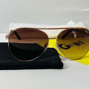 Quay Australia Vivienne Gold Frame Sunglasses with Dark Lenses